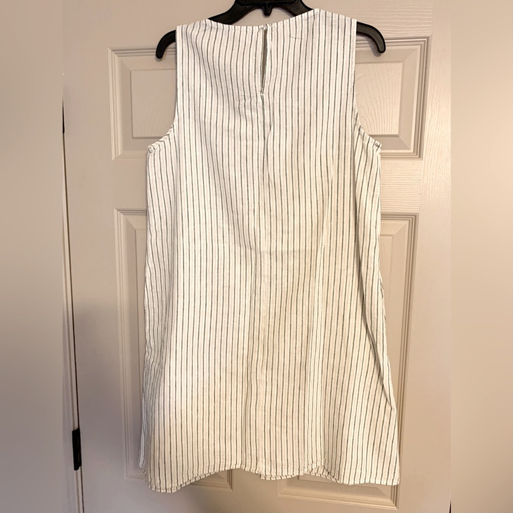 Max Studio Dresses | Max Studio, Medium, Linen Dress, Pockets |cream/black/tan - Picture 2 of 10